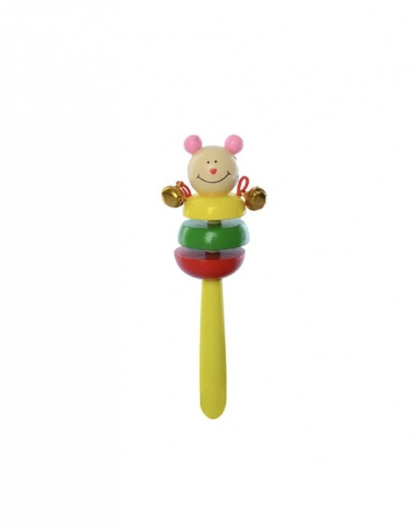 Set 2 jucarii muzicale, Castaniete, clopotei, lemn, multicolor, 16 cm