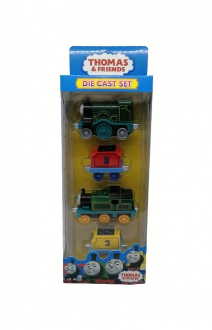 Set 2 Locomotive si 2 Vagoane tip Thomas and Friends, magnetic, metal