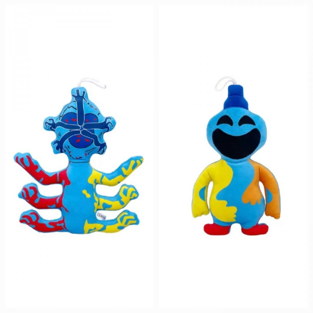 Set 2 Mascoate de plus, Nightmare Critters Plush Poppy Playtime Chapter, albastru/galben, 25 cm - 30 cm