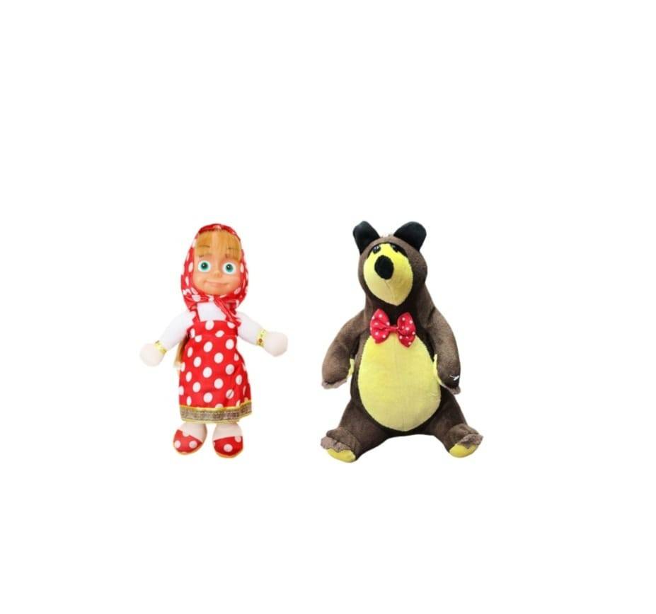 Set 2 Mascote de plus, Masha si Ursul Misha, multicolor, 25 cm