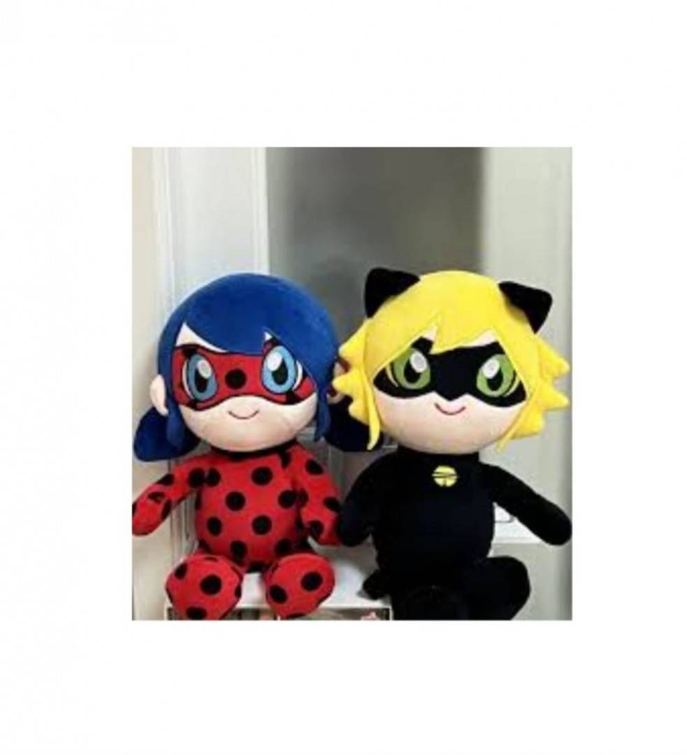 Set 2 Mascote de plus, Miraculous, Motanul Noir si Buburuza, multicolor, 45 cm