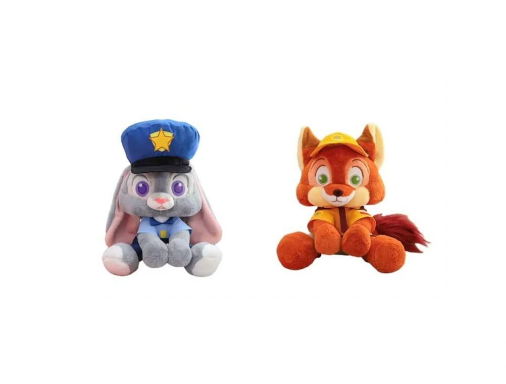 Set 2 Mascote de plus, Nick Wilde si Rabbit Judy Hopps, Zootopia, multicolor 40 cm