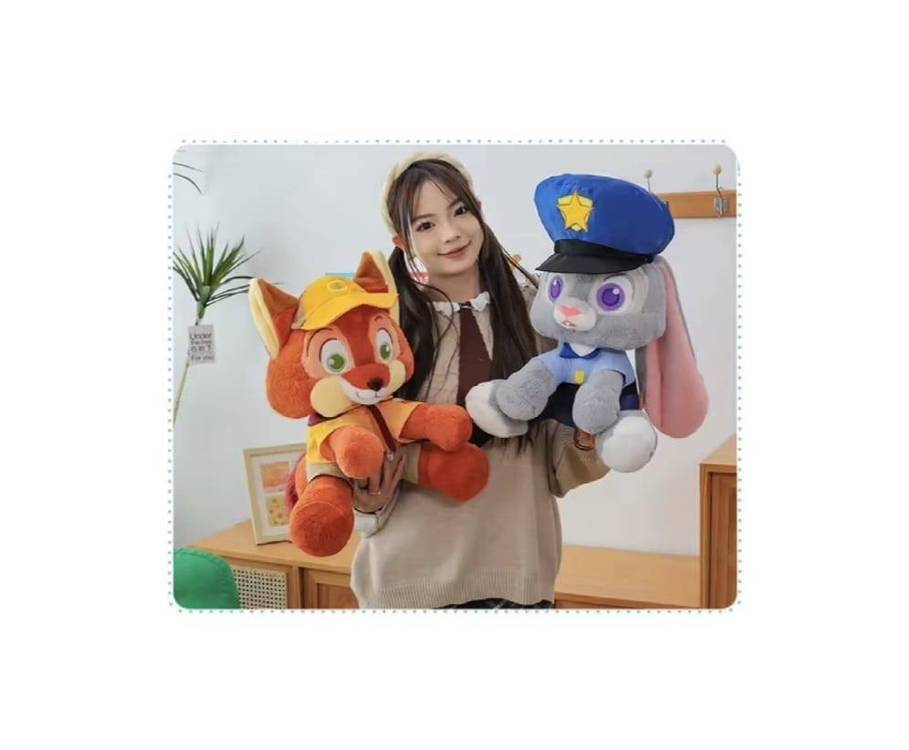 Set 2 Mascote de plus, Nick Wilde si Rabbit Judy Hopps, Zootopia, multicolor 40 cm