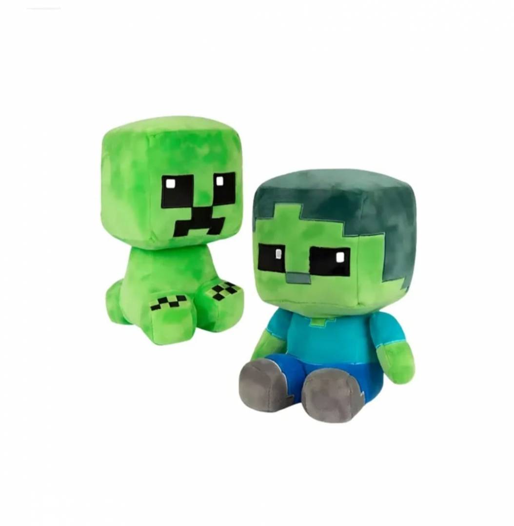 Set 2 Mascote de plus, tip Minecraft, cu ventuza, multicolor, 25 cm