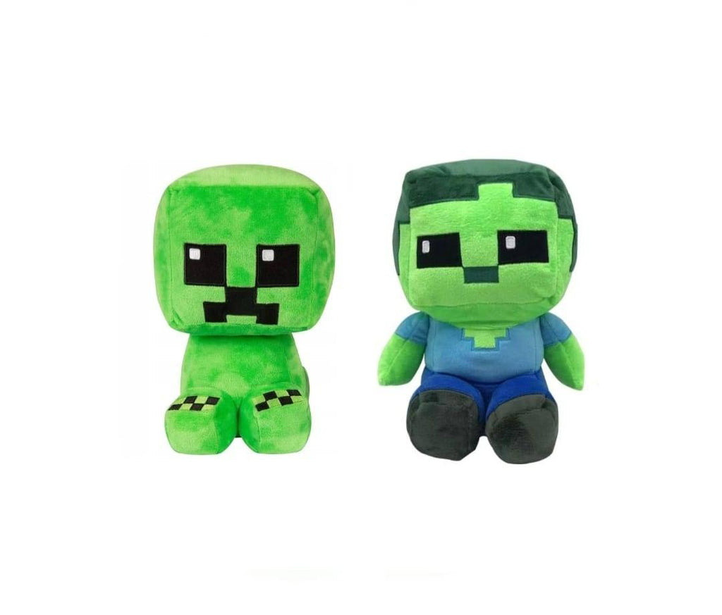 Set 2 Mascote de plus, tip Minecraft, cu ventuza, multicolor, 25 cm