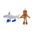 Set 2 Mascote de plus, Tung Tung Sahur, Tralalero Tralala, multicolor, 37 cm