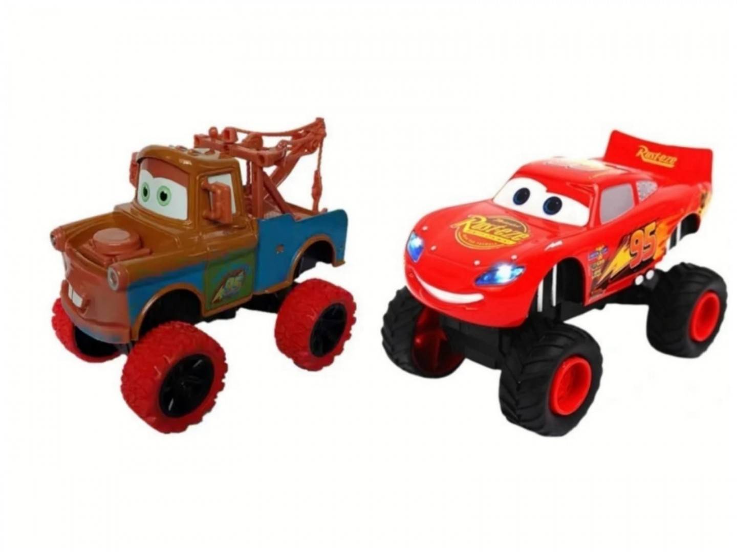 Set 2 Masinute metalice mecanice, tip Bucsa si Fulger Mcqueen, sunete, faruri luminoase, multicolor, 12 cm