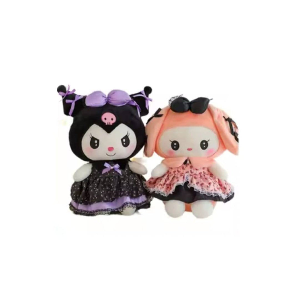 Set 2 Papusi de plus, Kuromi din seria Hello Kitty Sanrio, multicolor, 30 cm