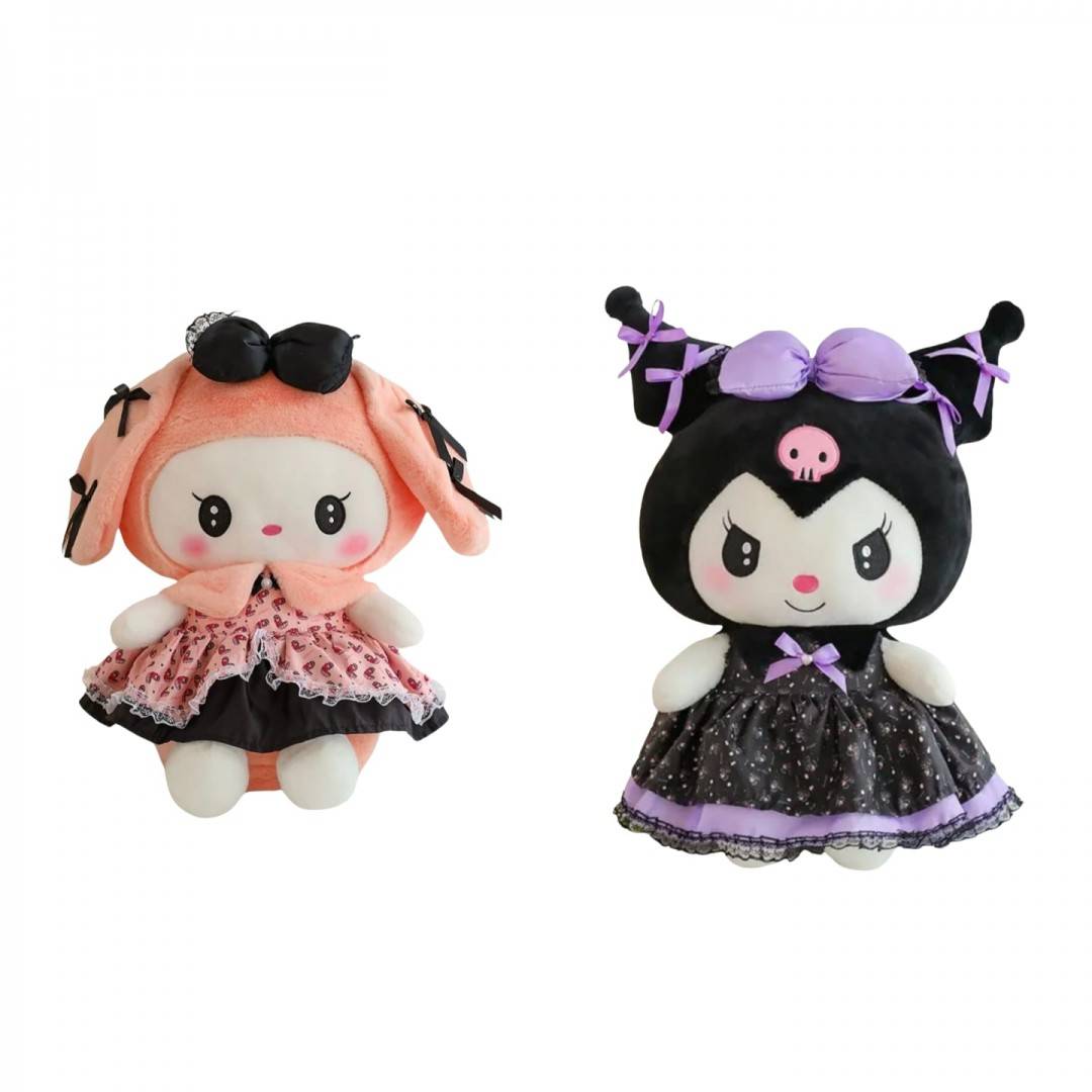 Set 2 Papusi de plus, Kuromi din seria Hello Kitty Sanrio, multicolor, 50 cm