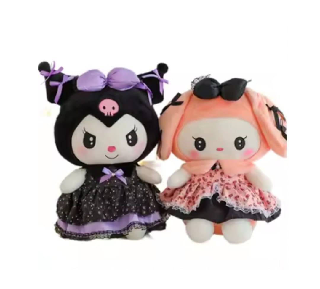 Set 2 Papusi de plus, Kuromi din seria Hello Kitty Sanrio, multicolor, 50 cm