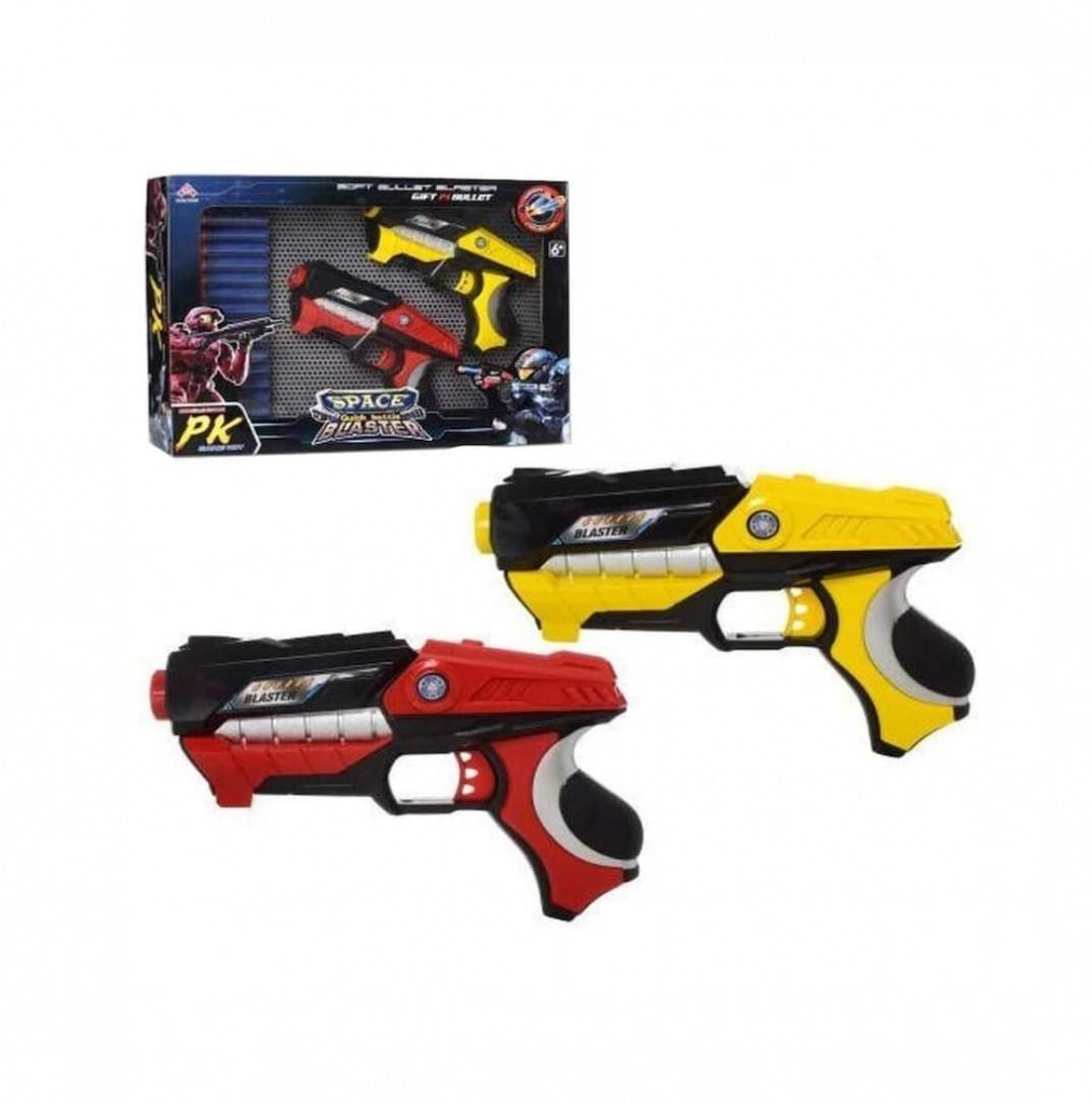 Set 2 Pistoale de jucarie, Space Blaster, gloante din spuma, multicolor, 18 cm