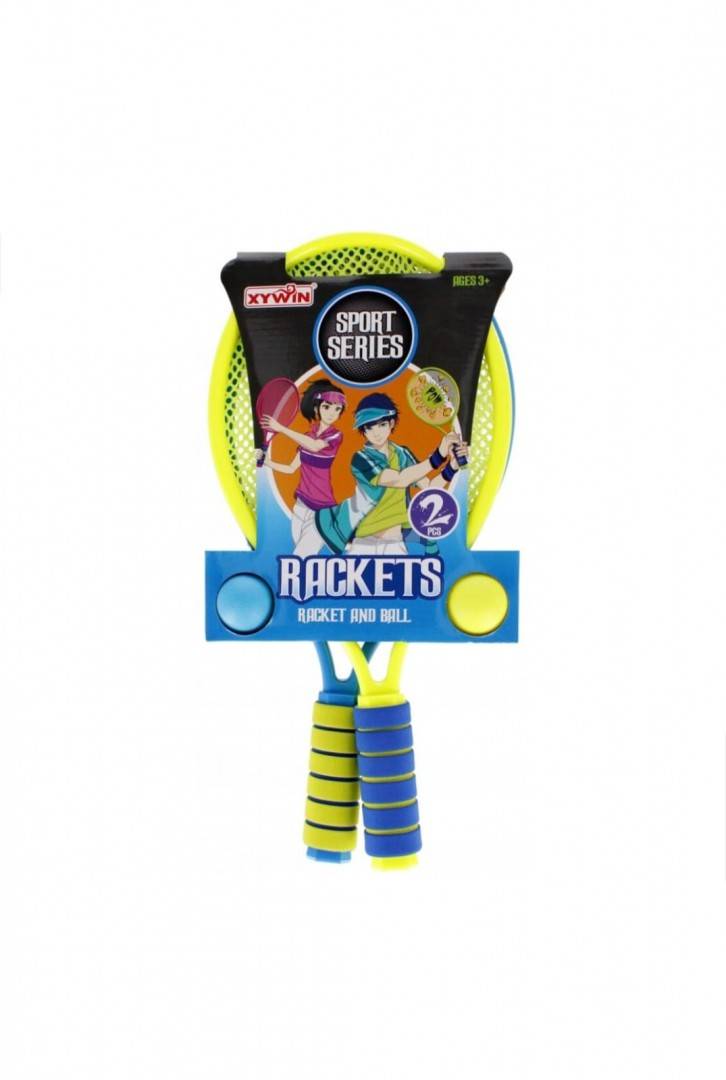 Set 2 Rachete pentru copii, cu 2 mingi, multicolor