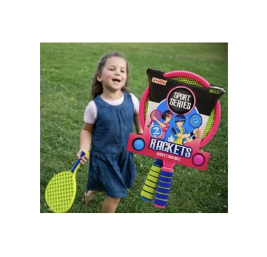 Set 2 Rachete pentru copii, cu 2 mingi, multicolor