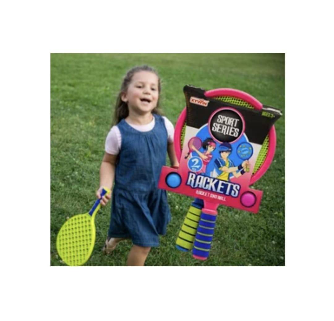 Set 2 Rachete pentru copii, cu 2 mingi, multicolor