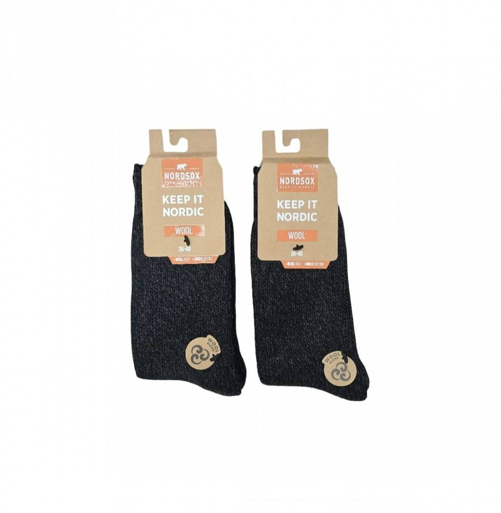 Set 2 Sosete de iarna, Nordsox, din lana, negru, marimea 36 - 45