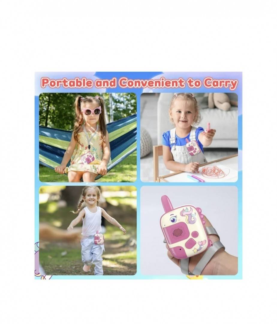 Set 2 walkie talkie, model - Unicorn, raza 300m, voce clara, plastic, multicolor, 3 ani+