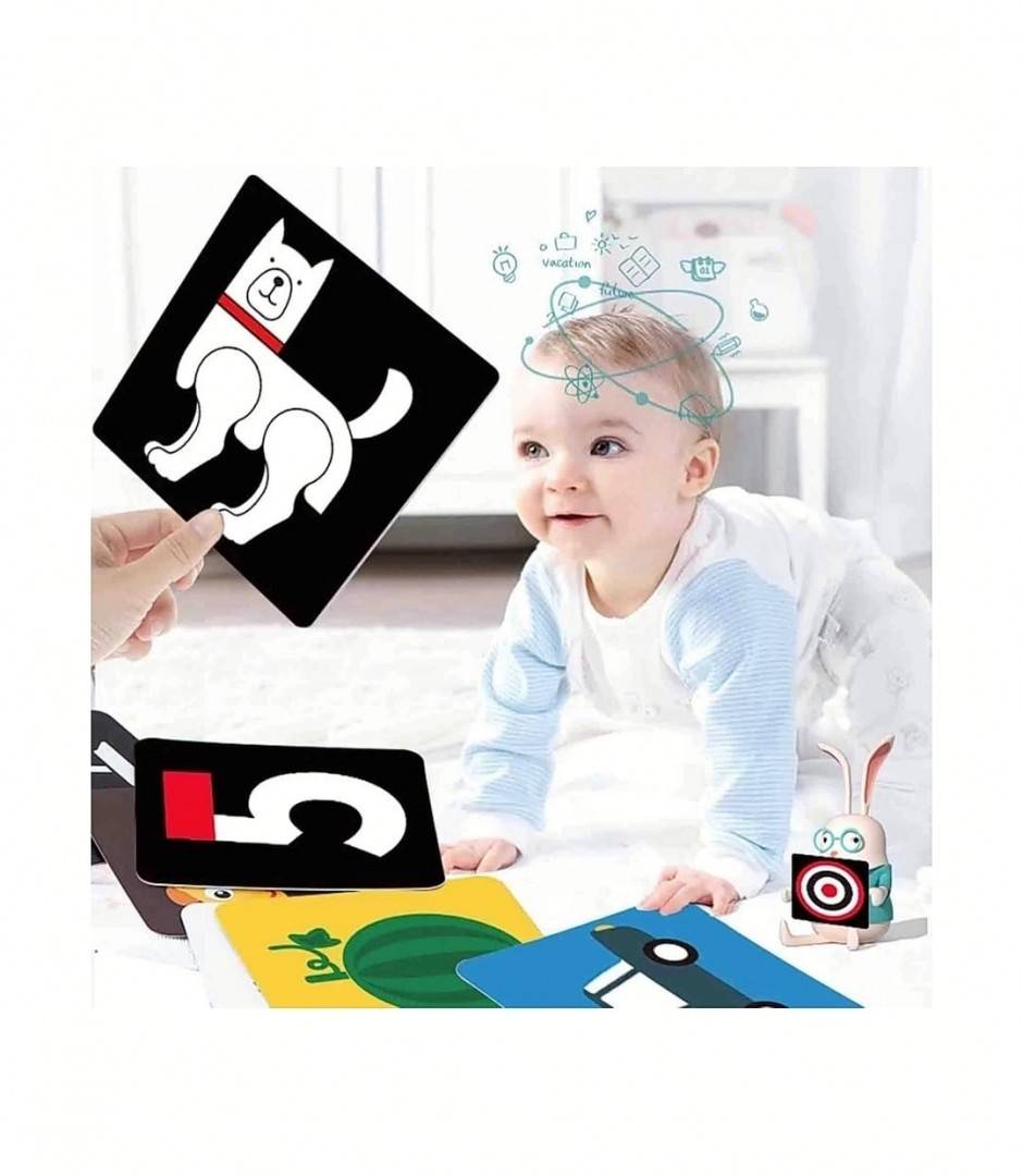 Set 20 carduri, stimulare vizuala bebe, Baby Visual Trigger, 14 cm, 3 luni+