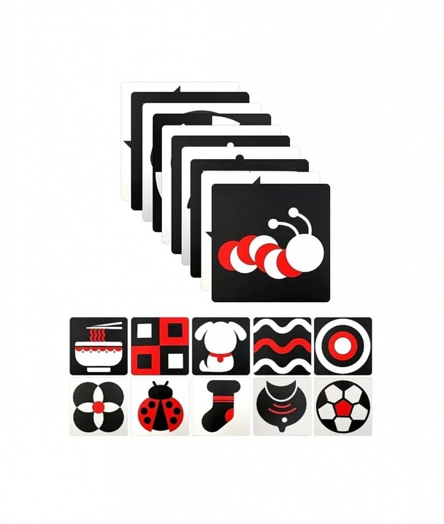 Set 20 carduri, stimulare vizuala bebe, Baby Visual Trigger, 14 cm, 3 luni+