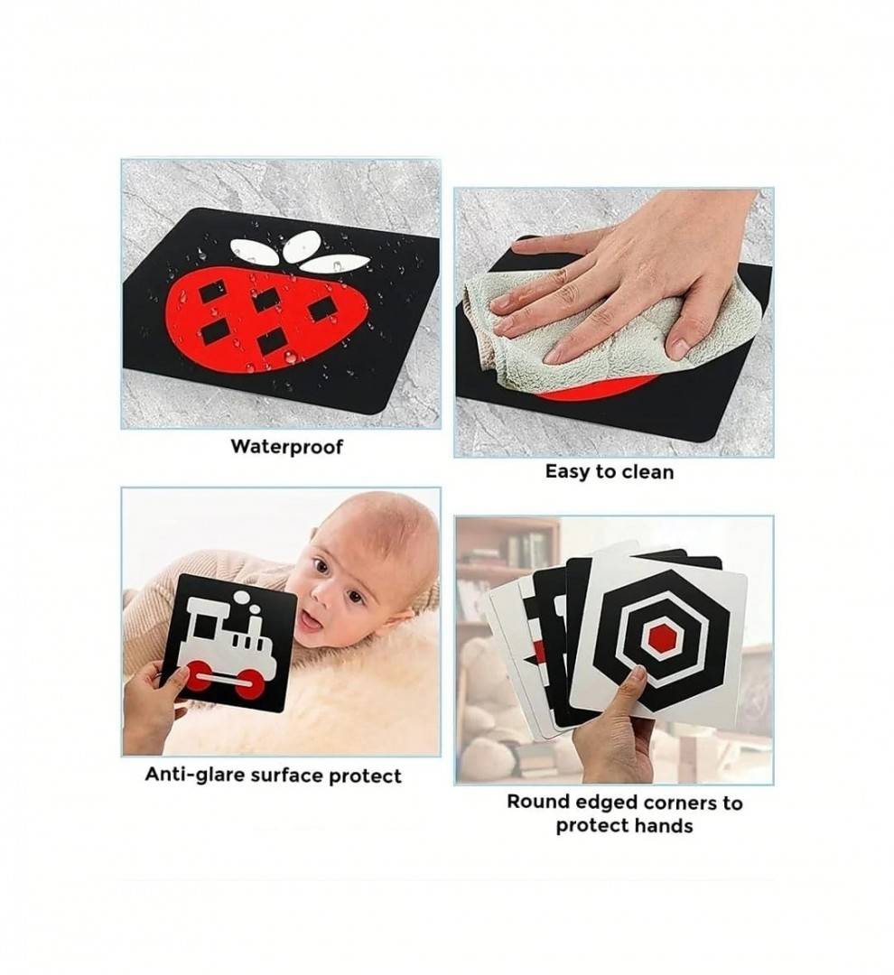 Set 20 carduri, stimulare vizuala bebe, Baby Visual Trigger, 14 cm, 3 luni+
