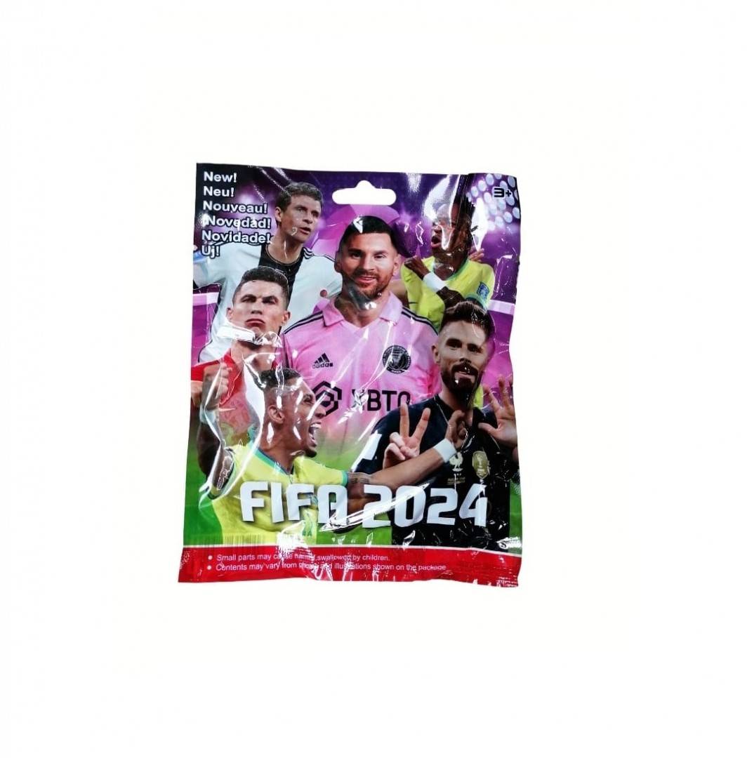 Set 24 Pliculete Figurine,Fotbalisti FIFA EURO 2024 cu figurina si cartonase supriza, multicolor, 7 cm