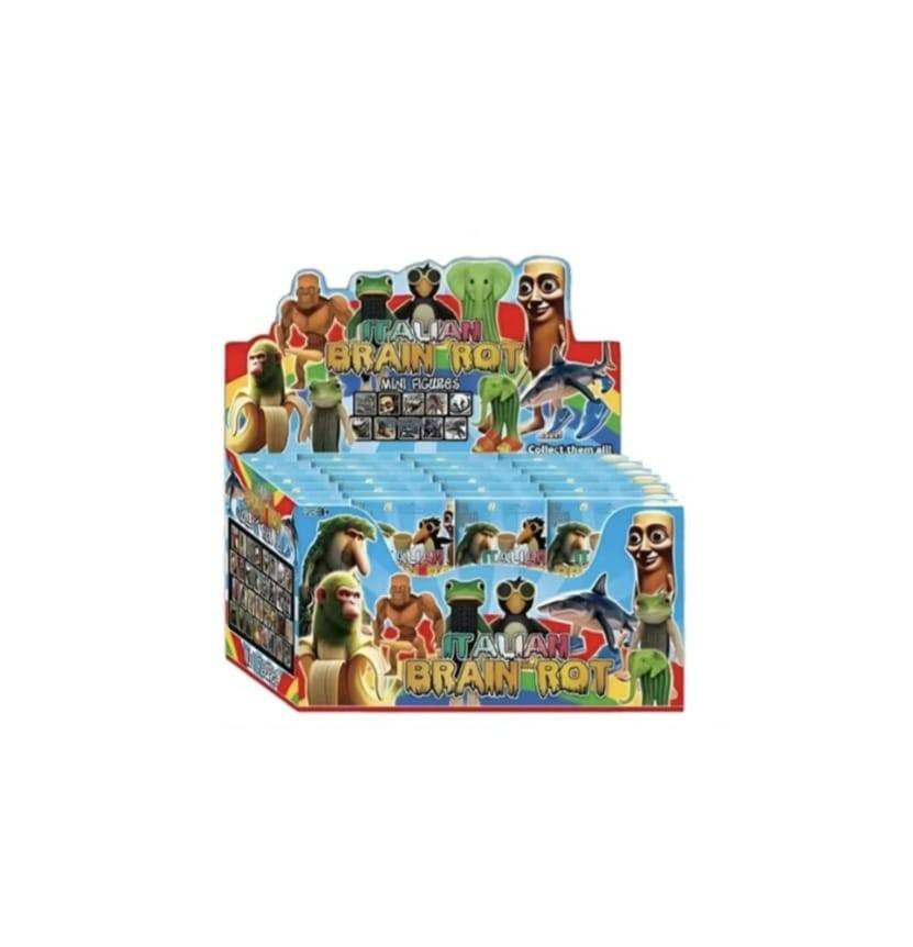 Set 24 Pliculete Italian Brain Rot, cu figurina si cartonase supriza, multicolor, 7 cm