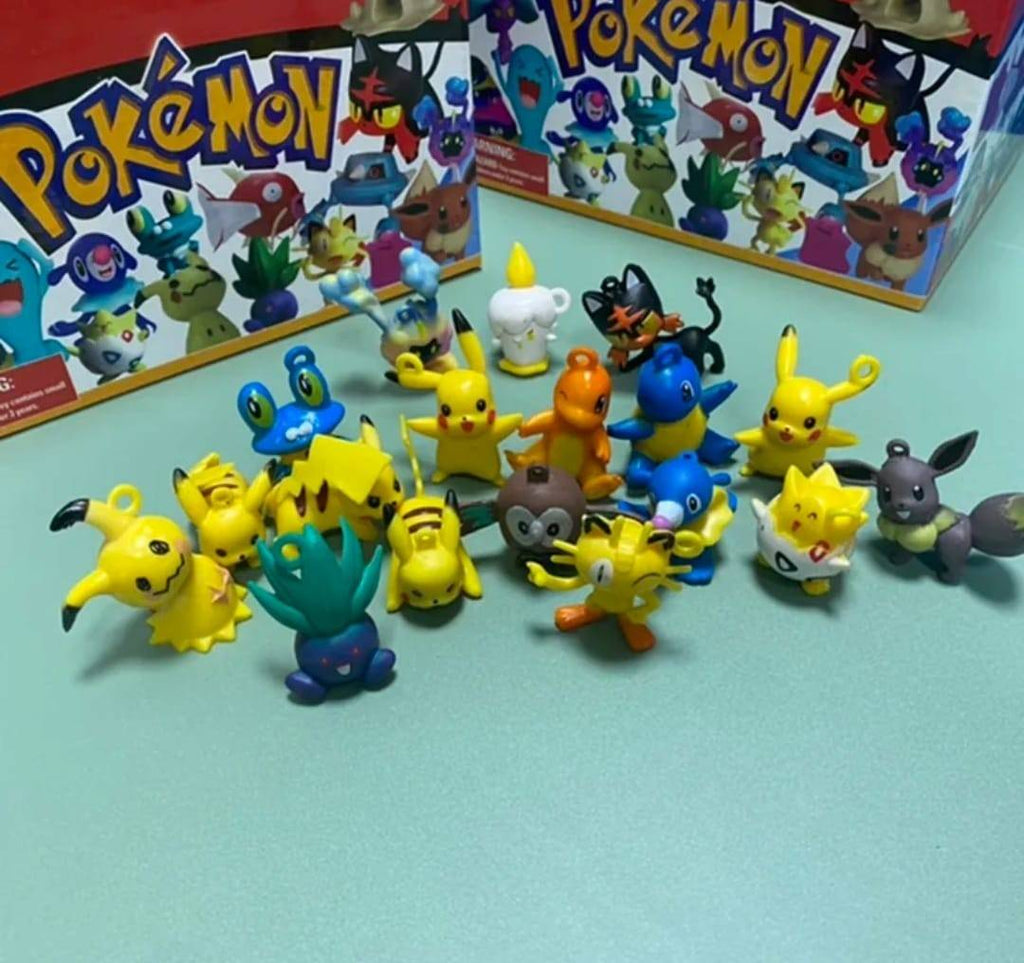 Set 24 Pliculete Pokemon, cu figurina si cartonase supriza, multicolor, 7 cm