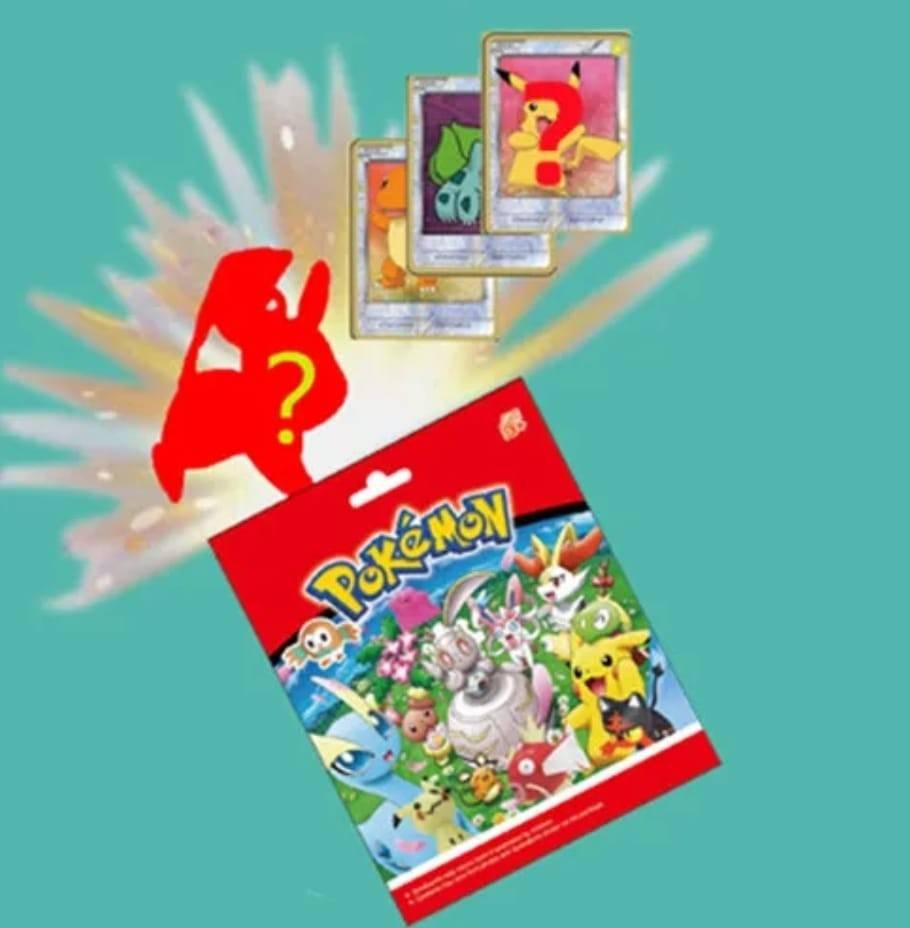 Set 24 Pliculete Pokemon, cu figurina si cartonase supriza, multicolor, 7 cm