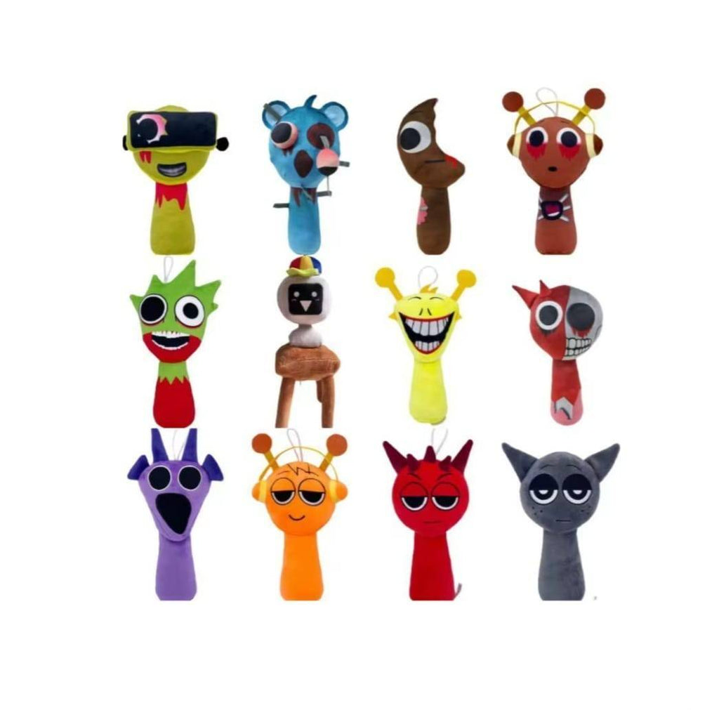 Set 24 Pliculete Sprunki, cu figurina si cartonase supriza, multicolor, MASHASHOP, 7 cm