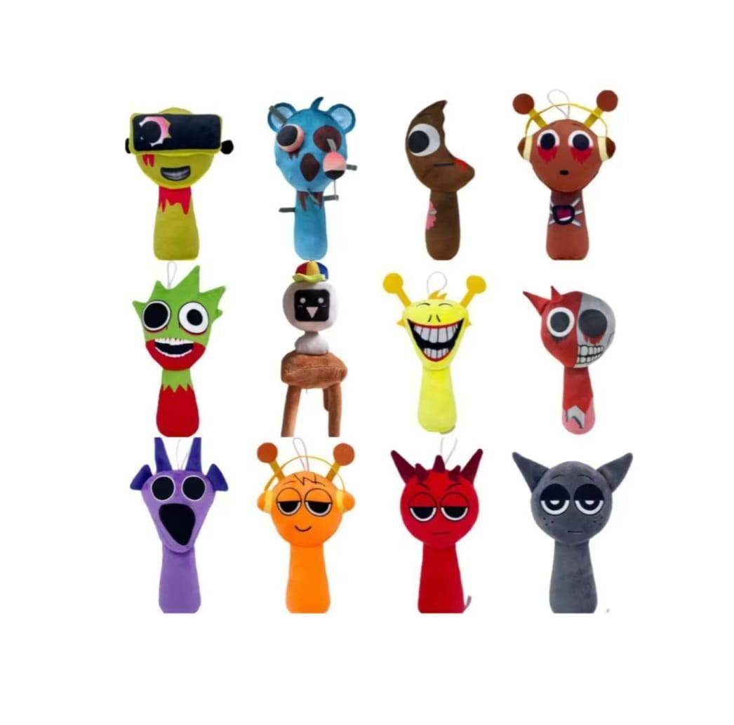 Set 24 Pliculete Sprunki, cu figurina si cartonase supriza, multicolor, MASHASHOP, 7 cm