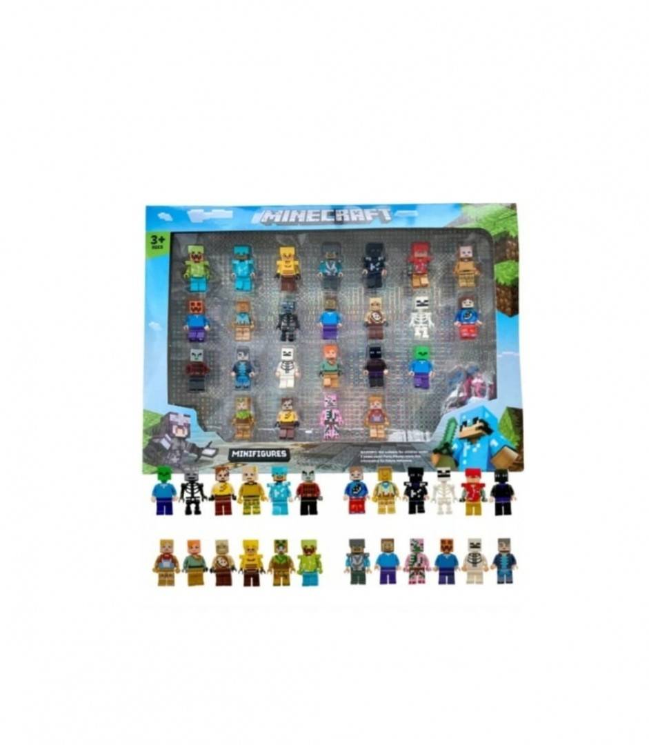 Set 24 Roboti, tip minecraft, multicolor, 5 cm