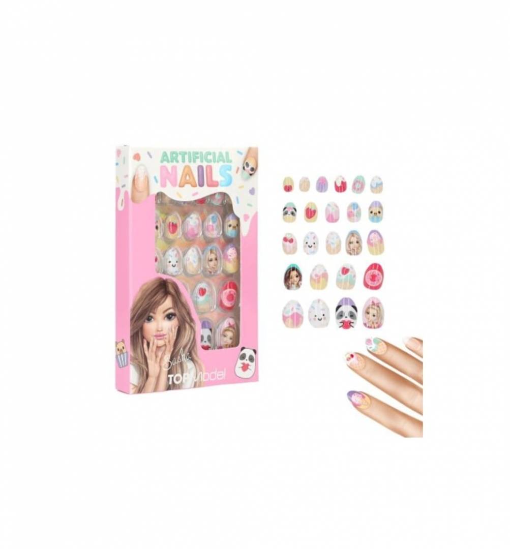 Set 24 unghii false pentru fetite, Top Model, autoadezive, multicolor