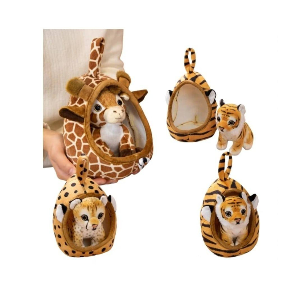 Set 3 Animale de plus, cu cosulet, multicolor, 18 cm