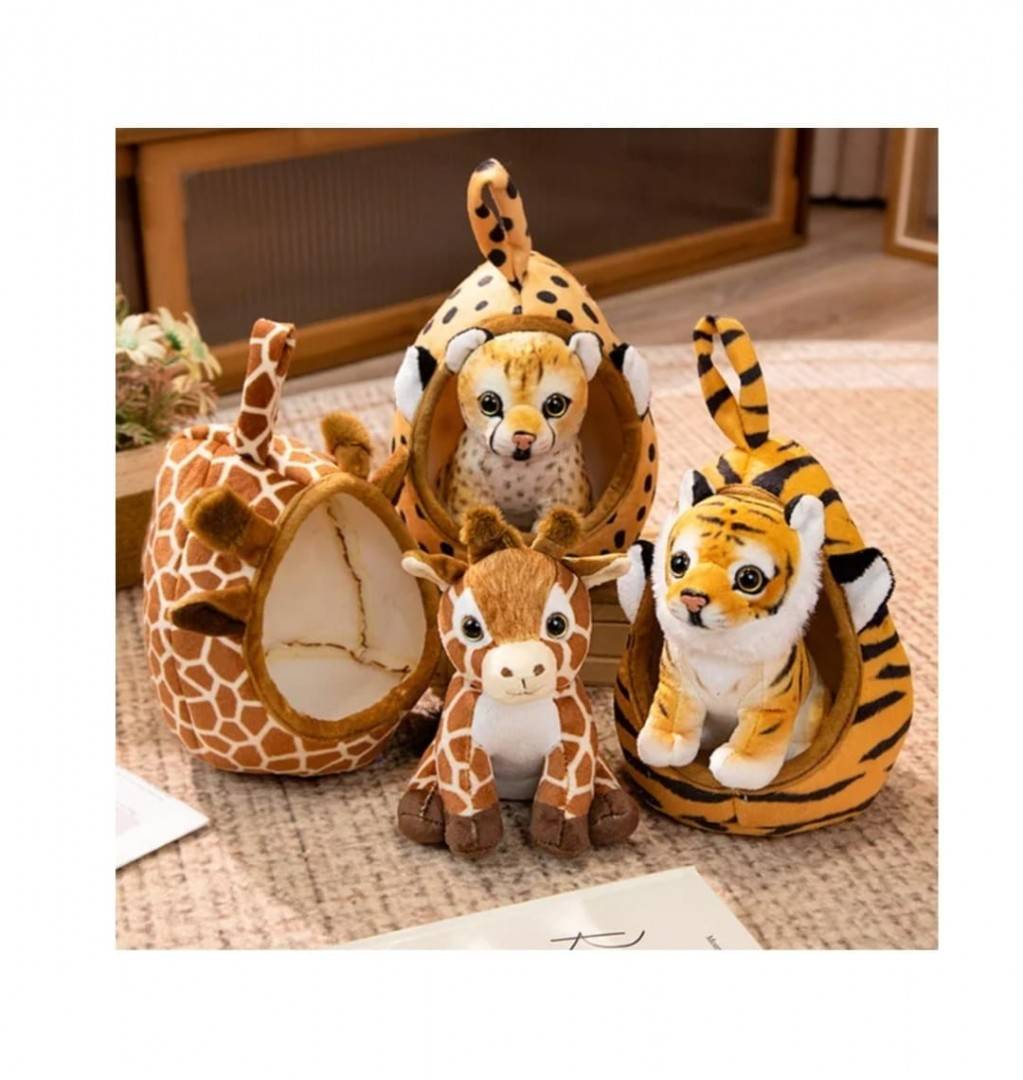 Set 3 Animale de plus, cu cosulet, multicolor, 18 cm