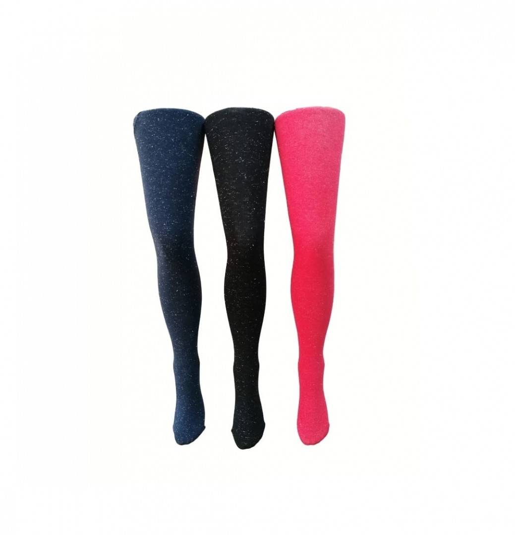 Set 3 Dresuri lycra fetite, model sclipici, 200 DEN, negru, rosu, bleumarin, marimea 1 an - 12 ani