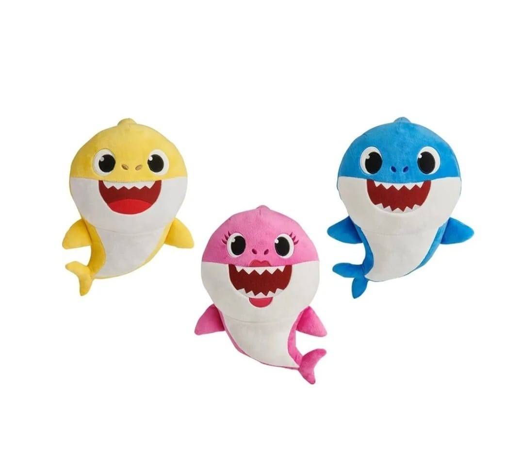 Set 3 Figurine de plus, tip Baby Shark cu ventuza, , multicolor, 24 cm