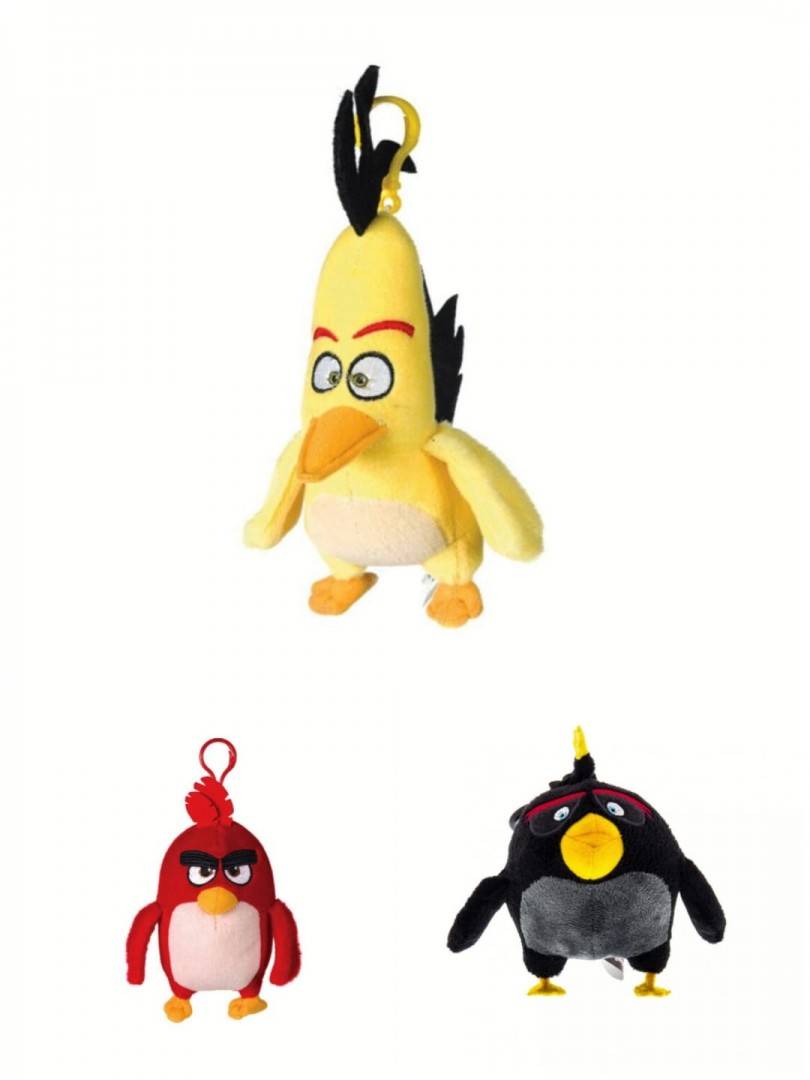 Set 3 Jucarii de plus, Angry Birds, tip breloc, multicolor, 12 cm