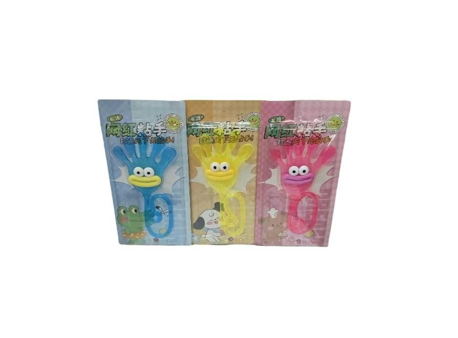 Set 3 Jucarii interactive copii, Sticky Hand, Mana lipicioasa flexibila, ramane uscata, multicolor, 23 cm