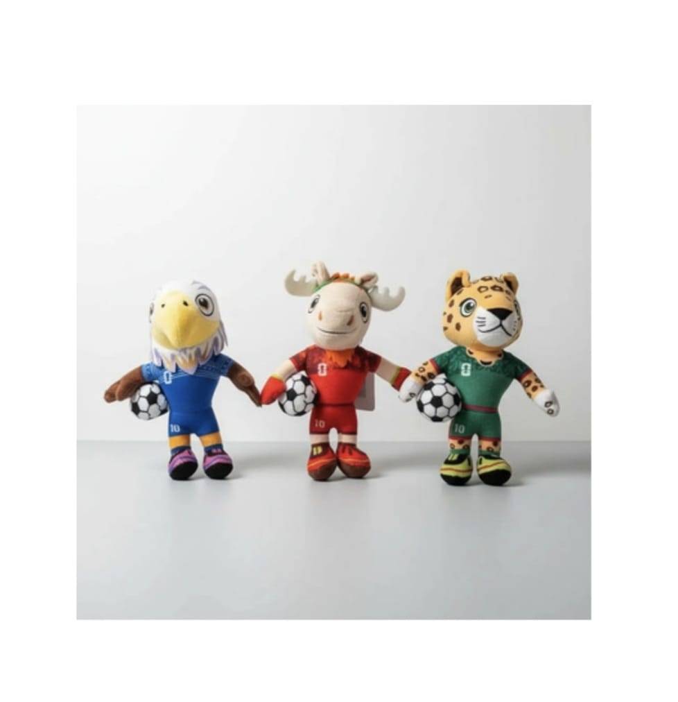 Set 3 Mascote de plus, Cupa Mondiala, FIFA 2026, multicolor, 26 cm