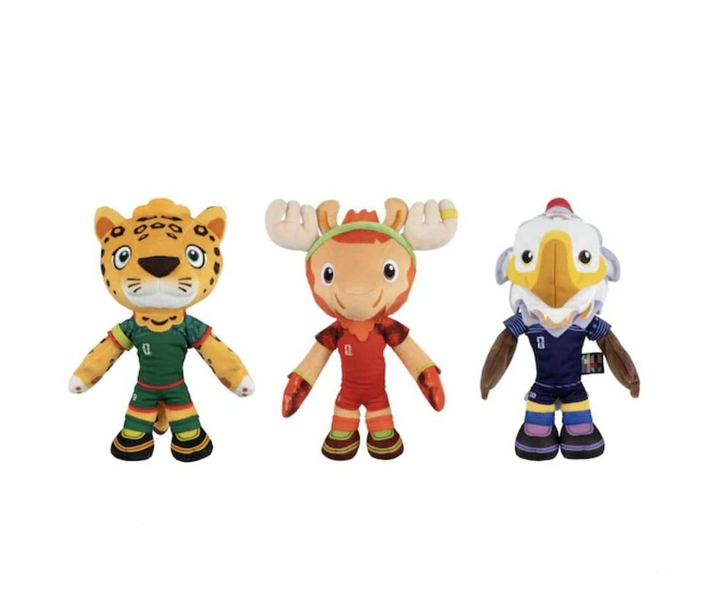 Set 3 Mascote de plus, Cupa Mondiala, FIFA 2026, tip breloc, multicolor, 20 cm