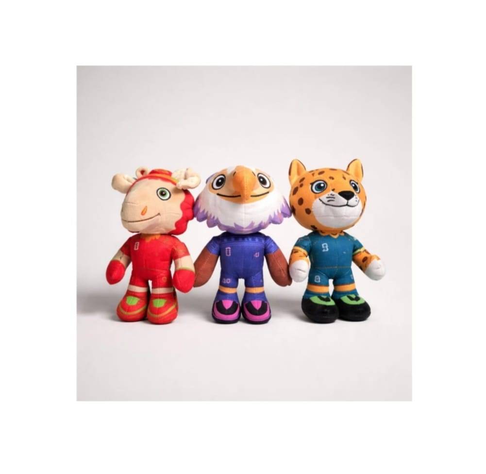 Set 3 Mascote de plus, Cupa Mondiala, FIFA 2026, tip breloc, multicolor, 20 cm