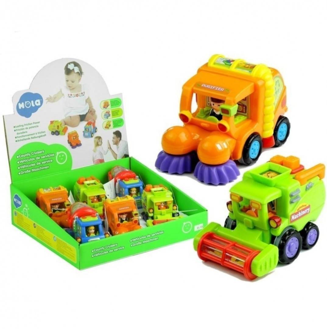 Set 3 Masinute utilitare interactive pentru copii, Hola, multicolor, 12 cm