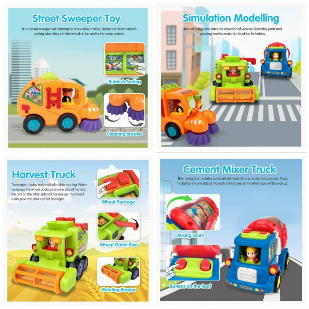 Set 3 Masinute utilitare interactive pentru copii, Hola, multicolor, 12 cm