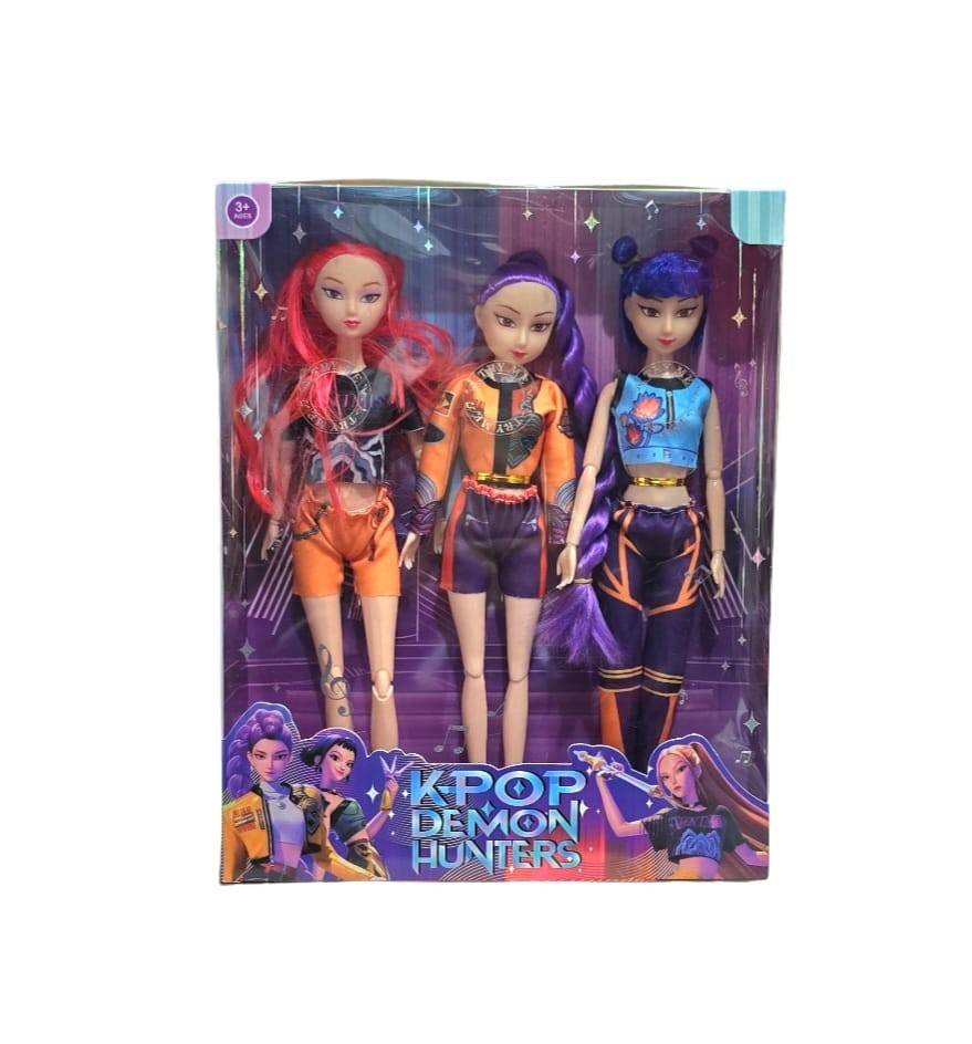 Set 3 Papusi, K Pop Demon Hunter Girl, muzicale, multicolor, 29 cm
