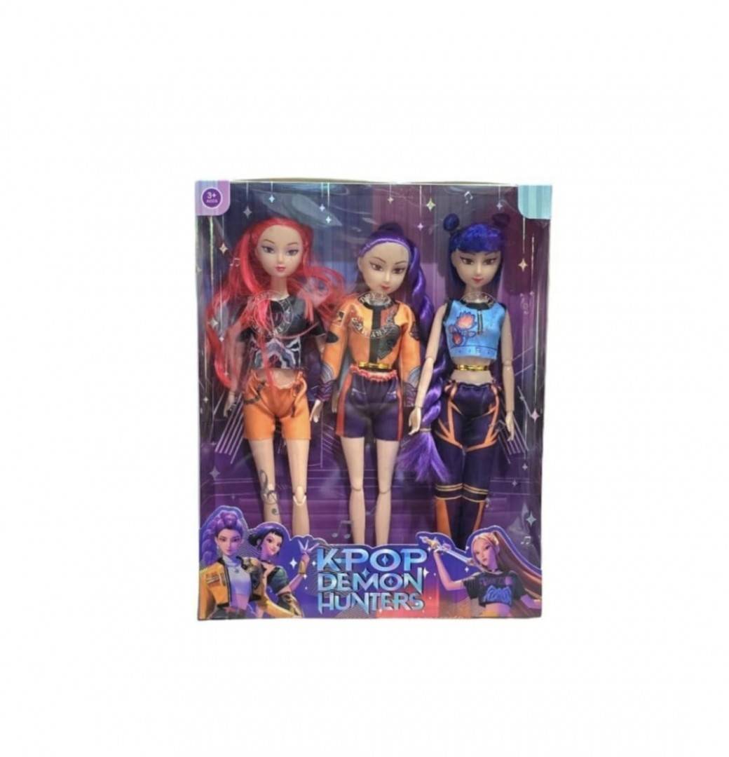 Set 3 Papusi, K Pop Demon Hunter Girl, muzicale, multicolor, 29 cm