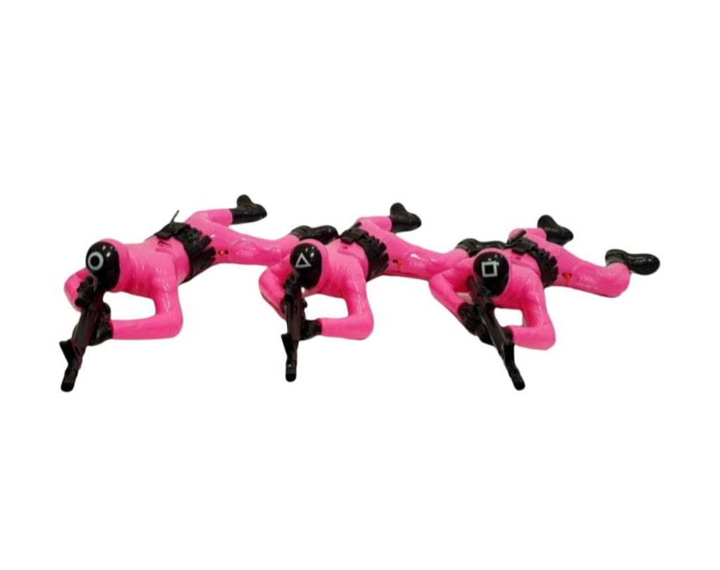 Set 3 Soldat Squid Game, MASHASHOP, misca si scoate sunete, multicolor, 32 cm