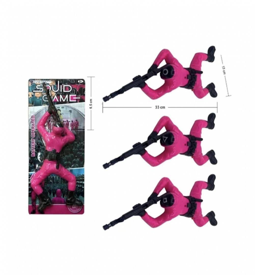 Set 3 Soldat Squid Game, MASHASHOP, misca si scoate sunete, multicolor, 32 cm