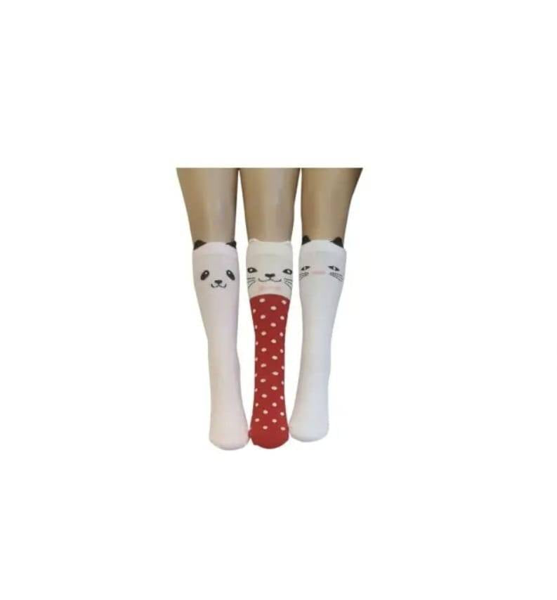 Set 3 Sosete lungi fetite, Pisicuta, multicolor, 1 an - 8 ani