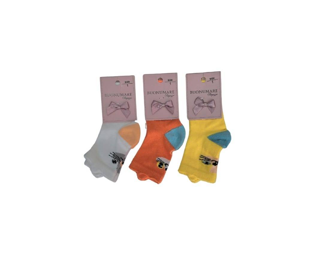 Set 3 Sosete pentru fetite, model Pisica, multicolor, 1 an
