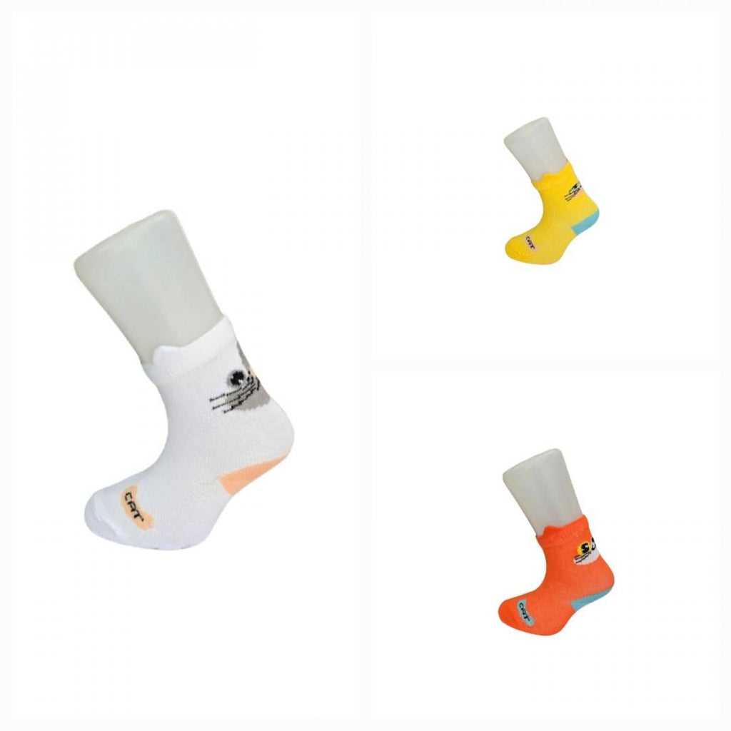 Set 3 Sosete pentru fetite, model Pisica, multicolor, 1 an