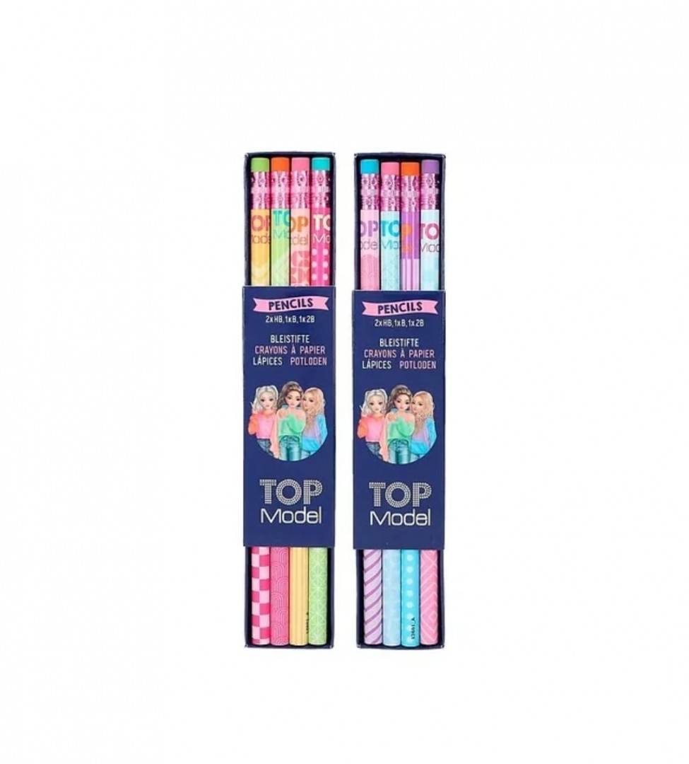 Set 4 creioane, duritati diferite, colorate, TopModel